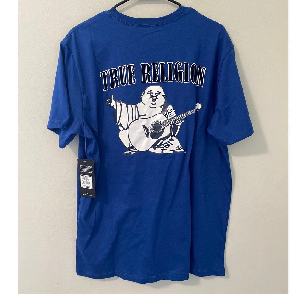 New True Religion Buddha Logo Crew Neck T-Shirt Blue Men’s XL